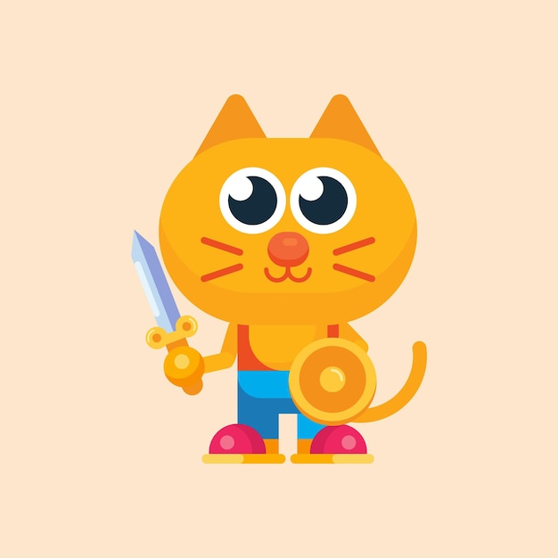 Schattige kat maskot karakter met platte ontwerp illustrator vector