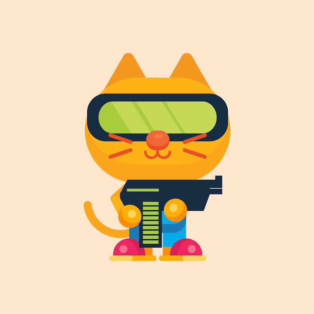 Schattige kat maskot karakter met platte ontwerp illustrator vector