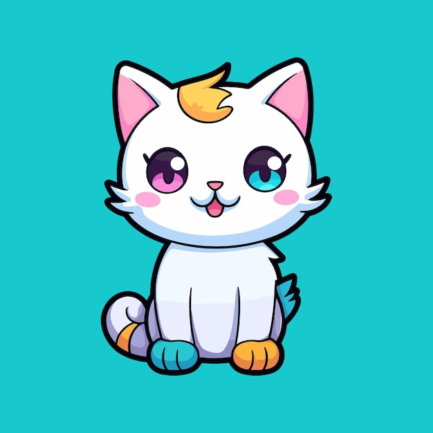 Schattige kat meisje zittend cartoon vector