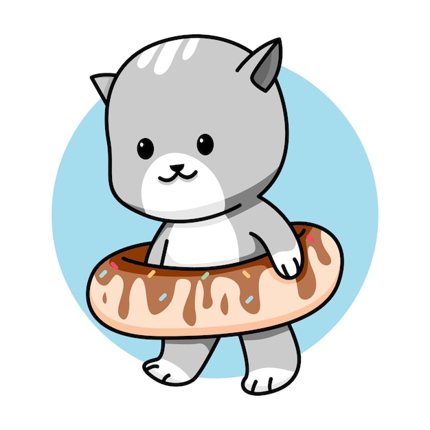 Schattige kat met dessert cartoon afbeelding
