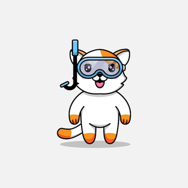 Vector schattige kat met duikbril