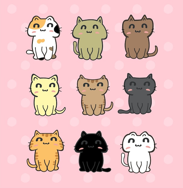 Schattige katten cartoon set vector