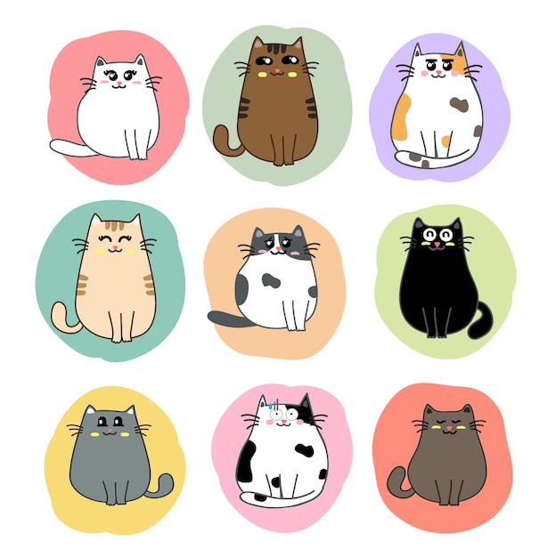 Schattige katten cartoon set vector