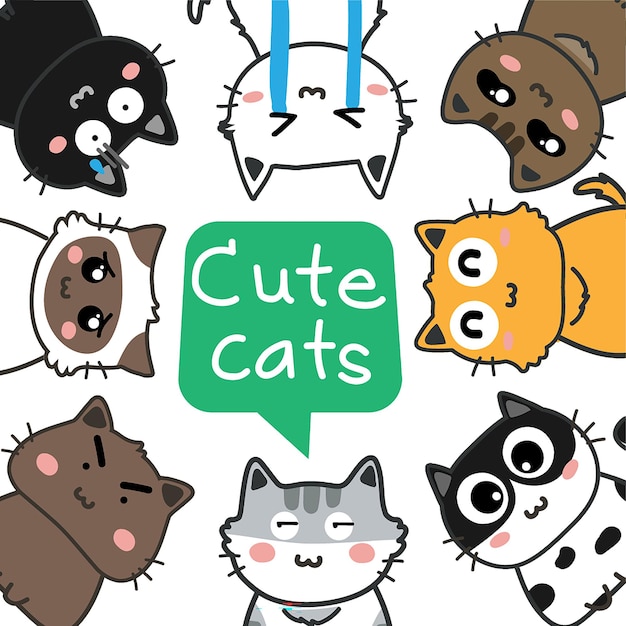 schattige katten cartoon set vector