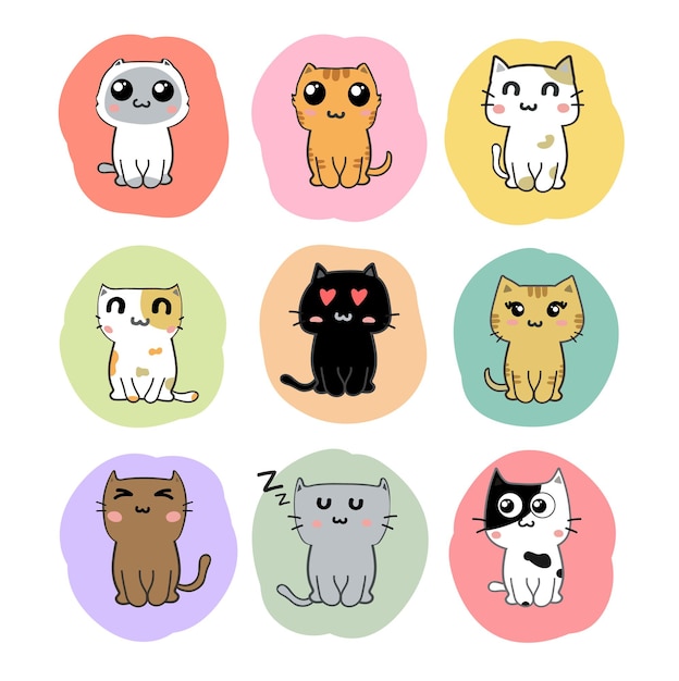 schattige katten cartoon set vector