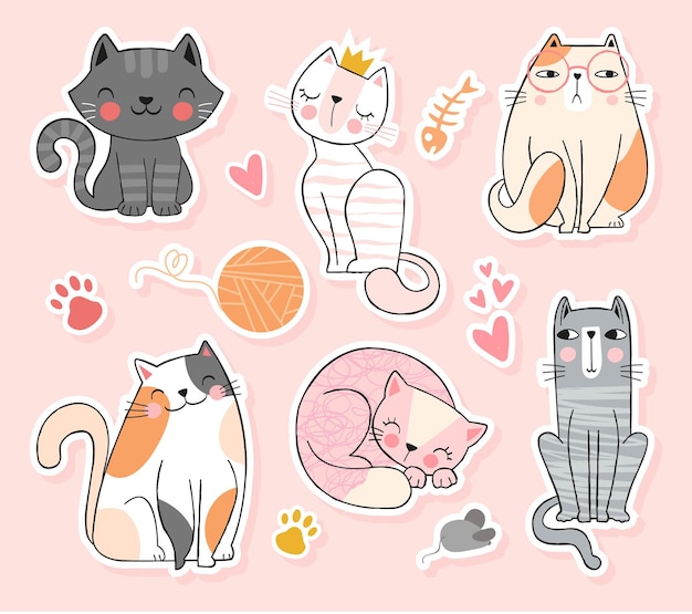 Schattige katten pictogrammen