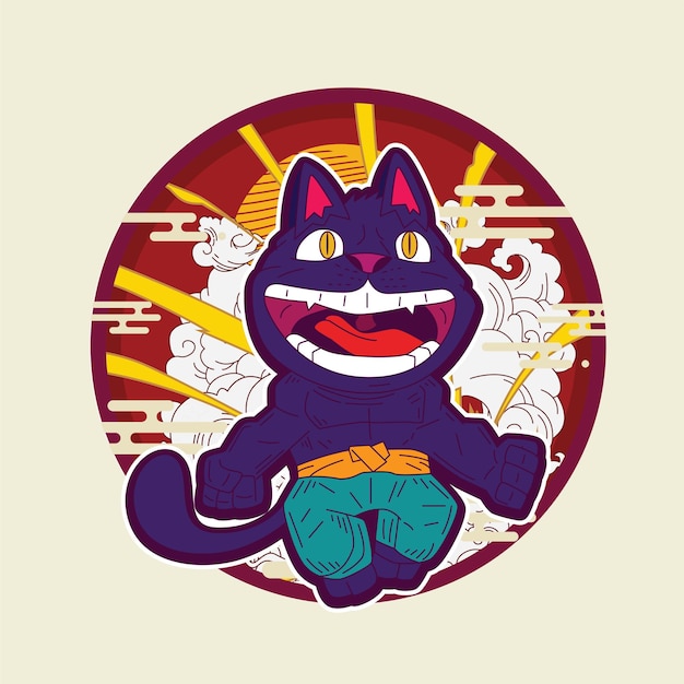 Vector schattige kattenillustratie voor mascotte, logo, notitieboekje en achtergrond