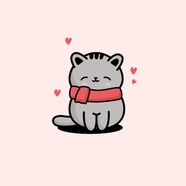 Schattige kawai kat kitten liefdevol in de winterkou