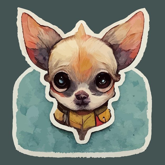 Schattige kawaii Chihuahua sticker clip art pastel goth vibe hond sticker vector