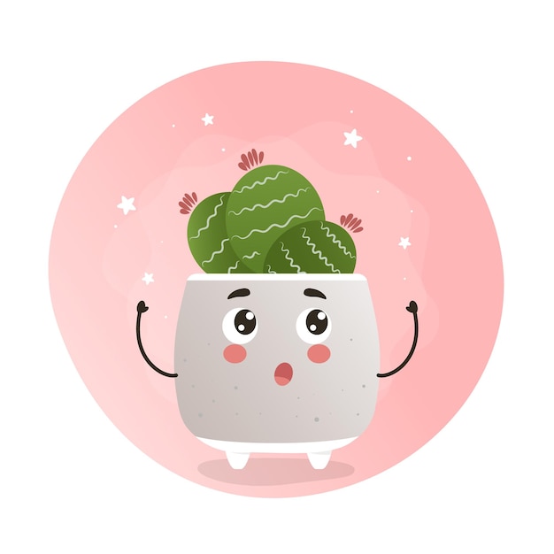 schattige kawaii kamerplant, kawaii cactussen, een cactus in een pot, kamerplant, huistuin, tuinieren, plant