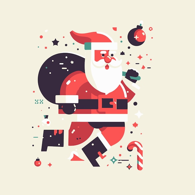 Vector schattige kerstman cartoon vector illustratie plat ontwerp kerstmis en nieuwjaar concept