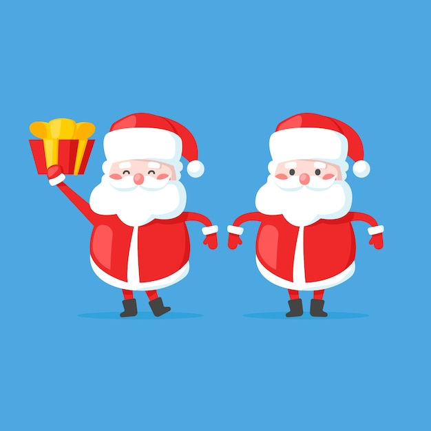 schattige kerstman, Santa geschenk doos omhoog te houden en glimlachen, Kerstmis