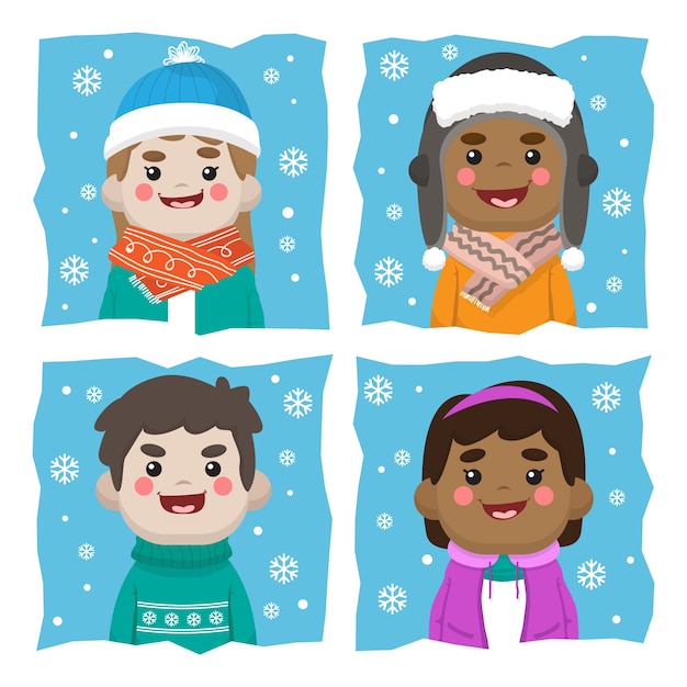 Schattige kinderen met winterkleren