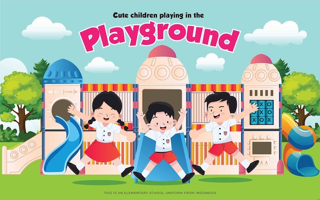 Schattige kinderen spelen in de speeltuin