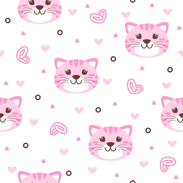 Schattige kitten cartoon trendy patroon ontwerpconcepten