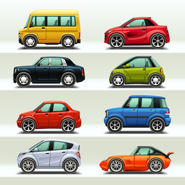 schattige kleine auto pictogrammenset 3