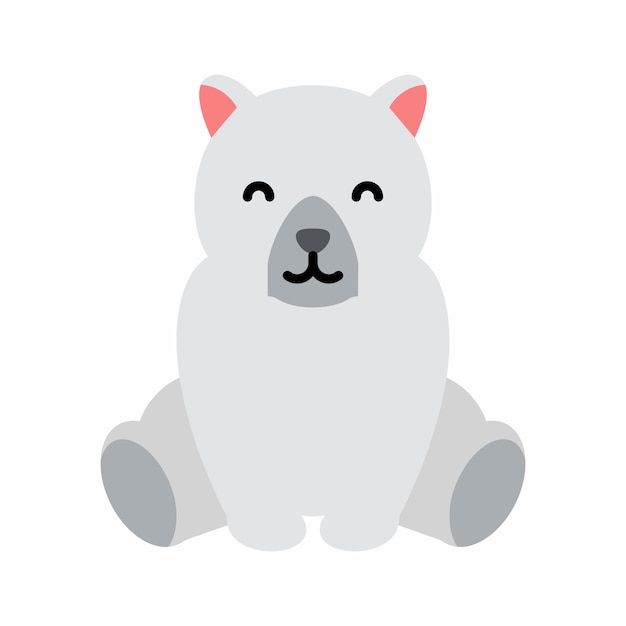 Schattige kleine baby ijsbeer. grappig lachend dier. gekleurde platte cartoon vectorillustratie.