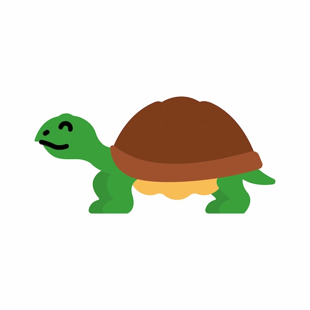 Schattige kleine baby schildpad. grappig lachend dier. gekleurde platte cartoon vectorillustratie.