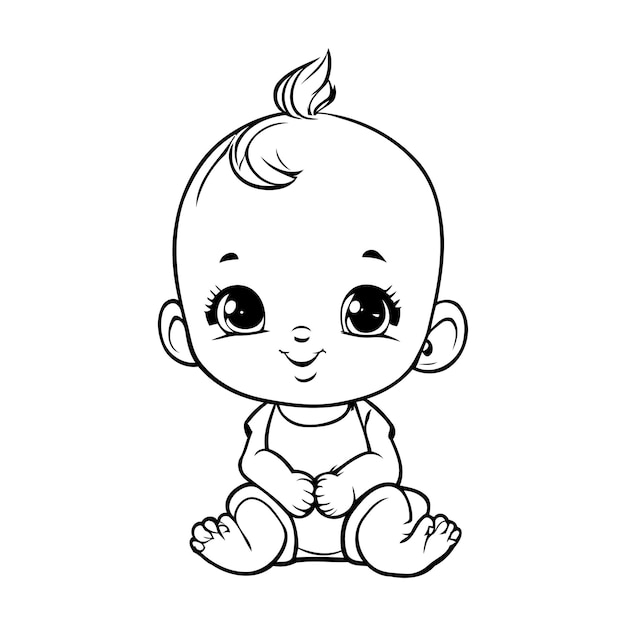 Vector schattige kleine babyjongen vectorillustratie voor het kleuren van boek of pagina