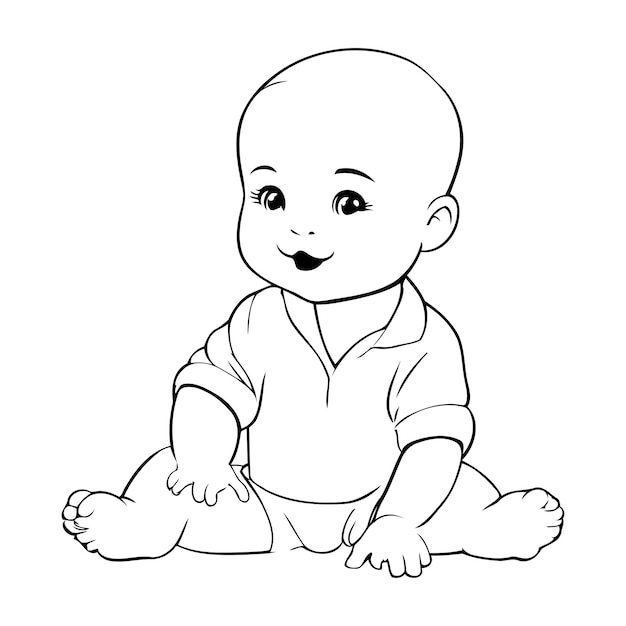 Schattige kleine babyjongen zittend op de vloer vectorillustratie