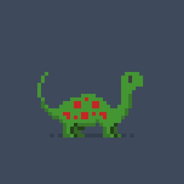 schattige kleine brontosaurus in pixelstijl