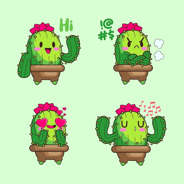 Vector schattige kleine cactus cartoon vector illustratie cactus vector set