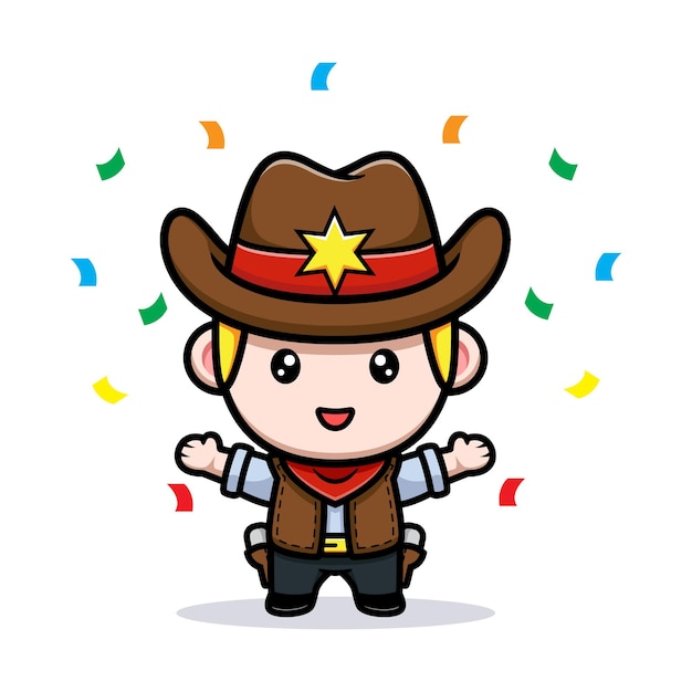 Schattige kleine cowboy mascotte illustratie