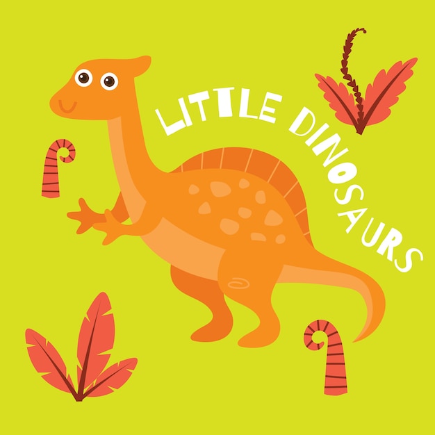 Schattige kleine dinosaurus poster en t-shirt ontwerp voor kinderen