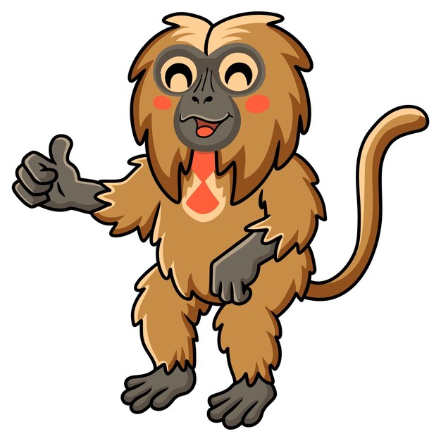 Schattige kleine gelada aap cartoon duim opgevend
