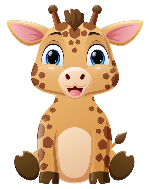 Schattige kleine giraf cartoon zitten
