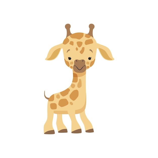 Schattige kleine giraffe grappige jungle dierlijk beeldverhaal karakter vector illustratie geïsoleerd op een witte achtergrond