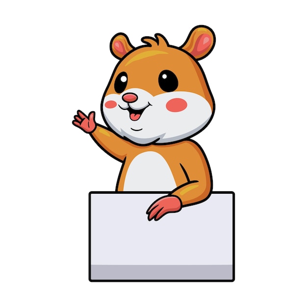 Schattige kleine hamster cartoon met leeg teken