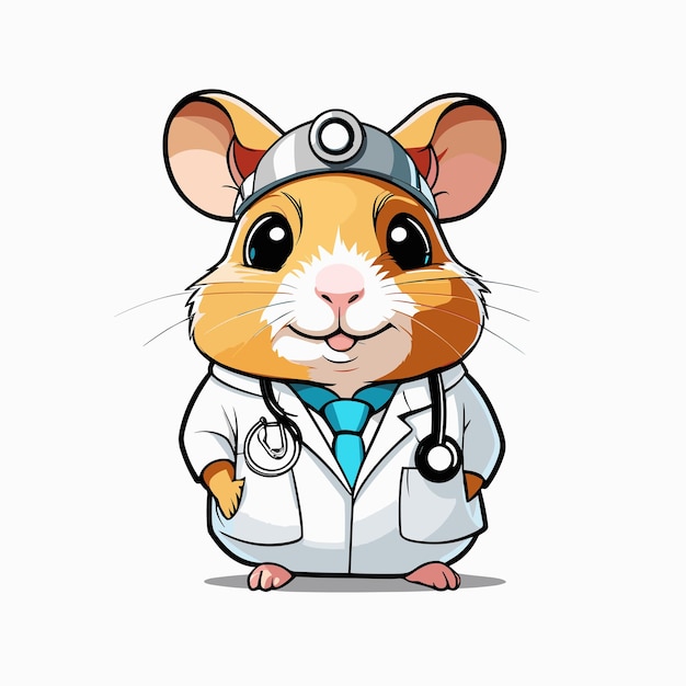 Vector schattige kleine hamster dokter cartoon