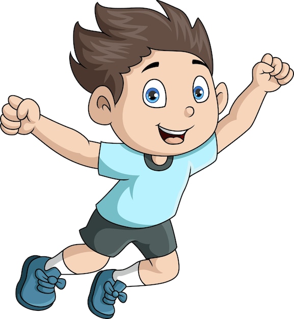 Schattige kleine jongen cartoon springen