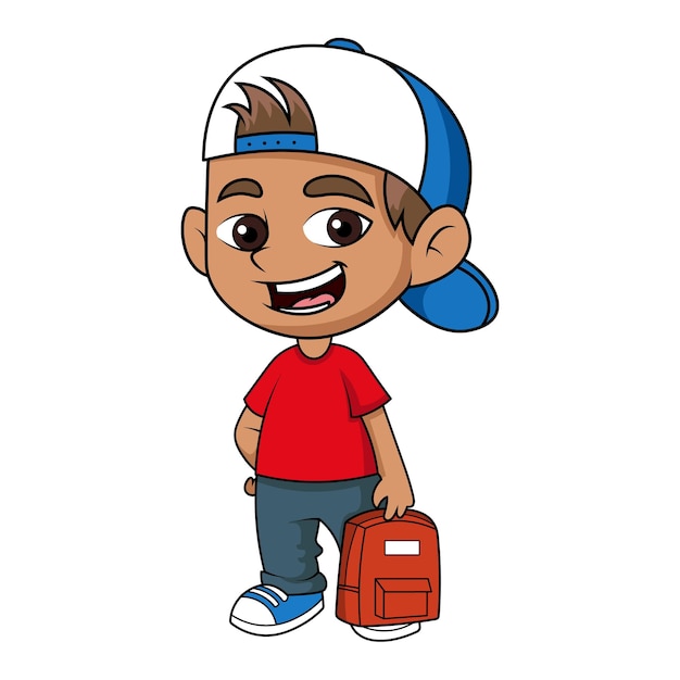 schattige kleine jongen cartoon terug naar school clipart