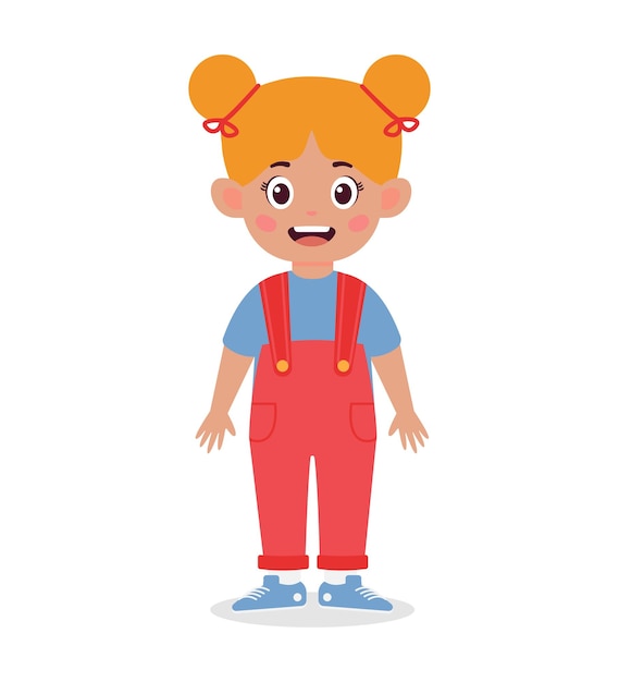 Schattige kleine jongen meisje voelt zich gelukkig cartoon illustratie