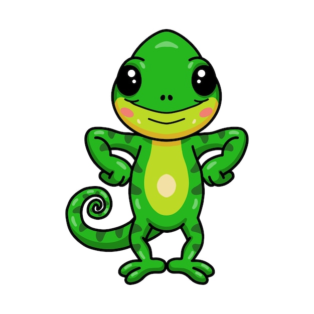 Schattige kleine kameleon cartoon staand