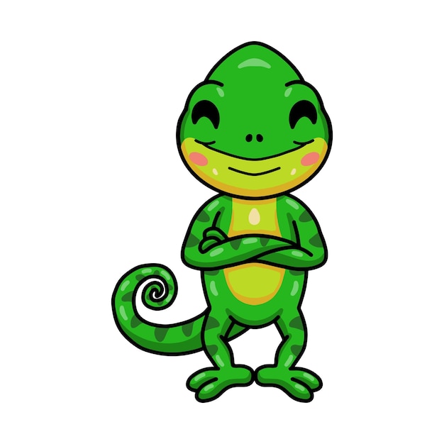 Schattige kleine kameleon cartoon staand