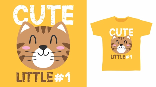 Schattige kleine kat cartoon tee ontwerpen concept