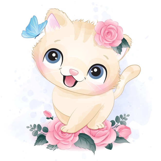 Schattige kleine kat portret illustratie