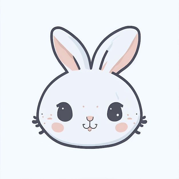 Schattige kleine konijn hoofd kawaii karakterstijl Cartoon tedere dieren pictogram ontwerp Vector
