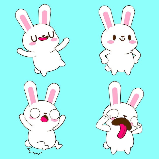 Schattige kleine konijn tekenfilm konijn sticker