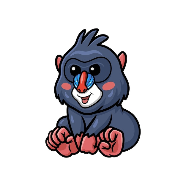 Schattige kleine mandril cartoon zitten