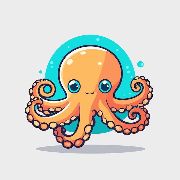 Vector schattige kleine octopus plat ontwerp