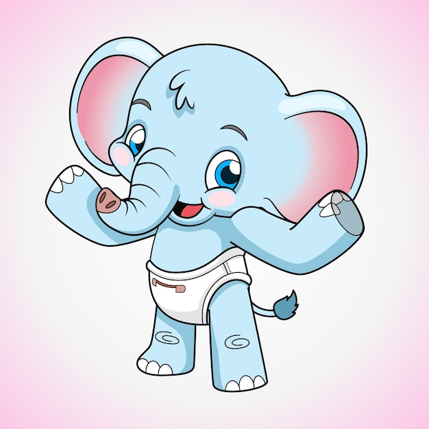 Schattige kleine olifant cartoon vectorillustratie