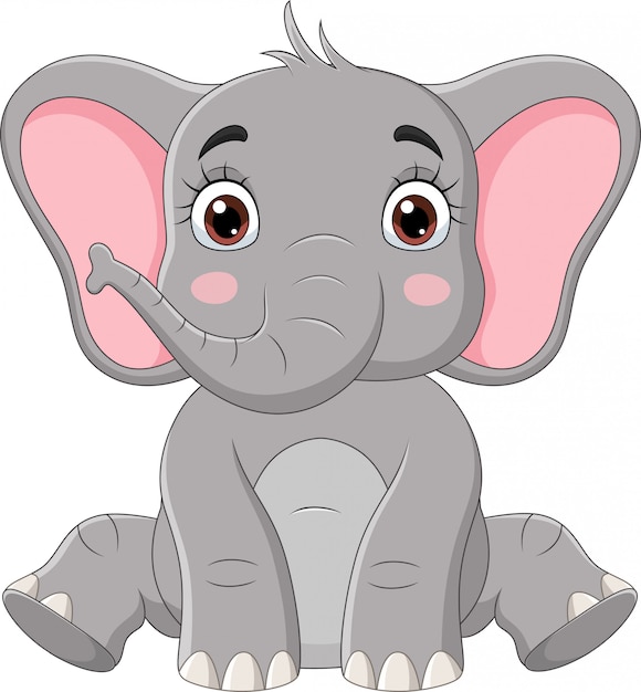 Schattige kleine olifant cartoon zitten