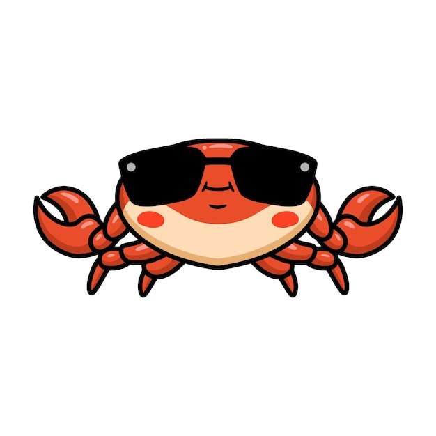 Schattige kleine oranje krab cartoon met een zonnebril