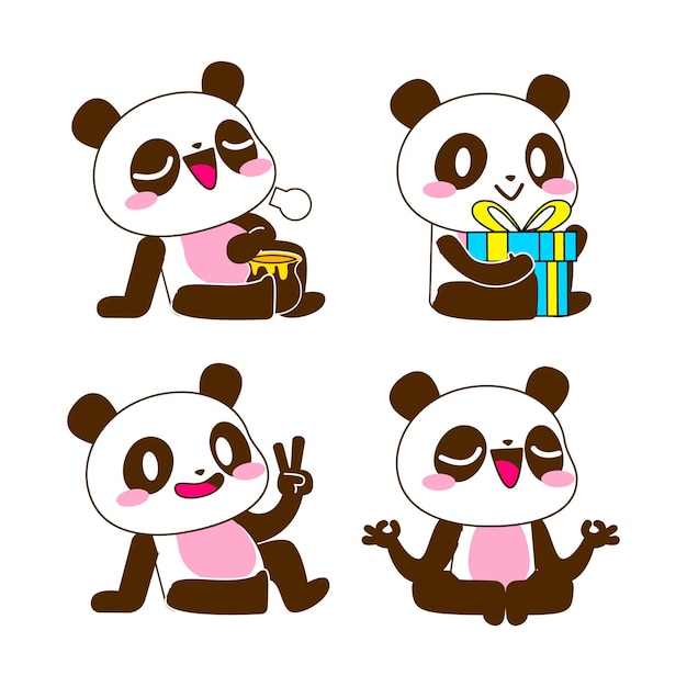 Schattige kleine panda vector set illustratie