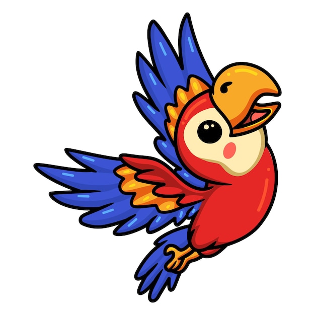 Schattige kleine papegaai cartoon vliegen