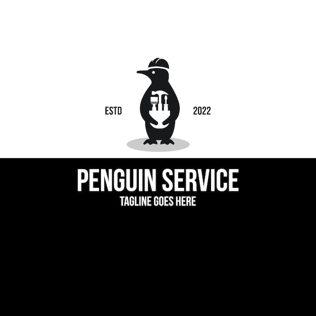 Schattige kleine pinguïn cartoon met tool service logo ontwerp inspiratie